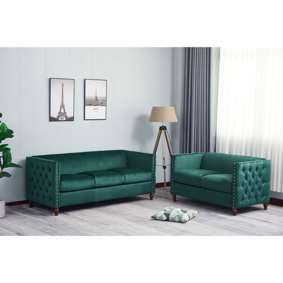 Kingway Avin Nail Head Livingroom Set-Color:Green,Size:2pc