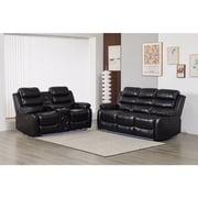 Kingway Faux Leather Manual Reclining Sofa Set   2-Piece Home Theater Seating