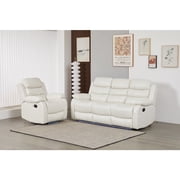 Kingway Faux Leather Manual Reclining Sofa Set   2PC Home Theater Seating