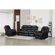 Kingway Faux Leather Manual Reclining Sofa Set   3PC Home Theater Seating
