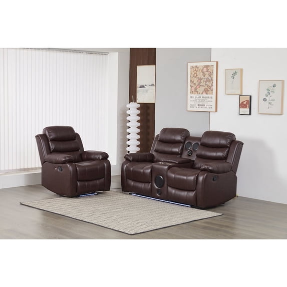 Kingway Faux Leather Manual Reclining Sofa Set – Two-Piece Home Theater Seating