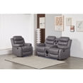 thumbnail image 1 of Kingway Faux Leather Manual Reclining Sofa Set – Two-Piece Home Theater Seating, 1 of 5