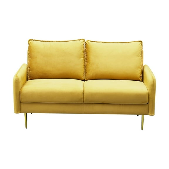 Kingway Furniture Almor Velvet Living Room Loveseat in Goldenrod