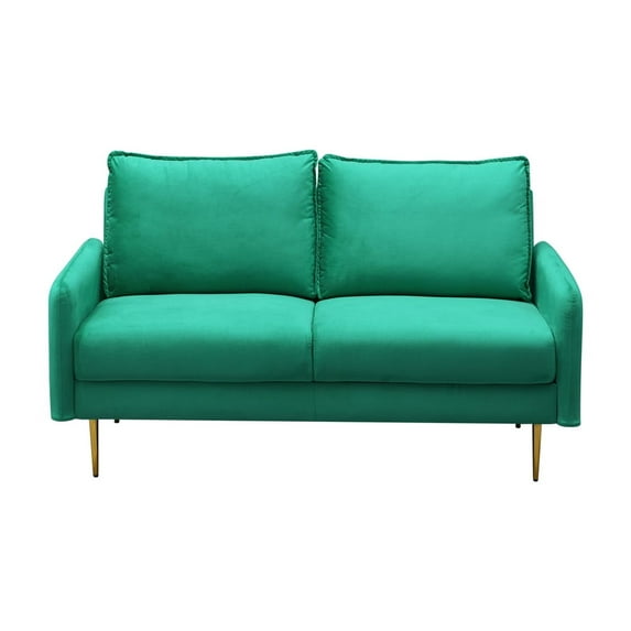 Kingway Furniture Almor Velvet Living Room Loveseat in Green