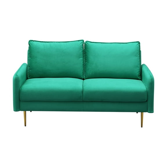 Kingway Furniture Almor Velvet Living Room Loveseat in Green