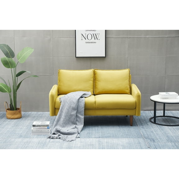 Kingway Furniture Aurora Velvet Living Room Loveseat in Goldenrod