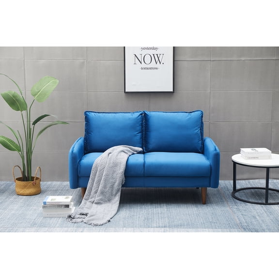 Kingway Furniture Aurora Velvet Living Room Loveseat in Space Blue