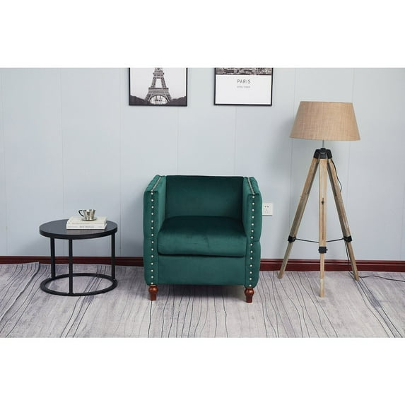 Kingway Furniture Avin Velvet Nail Head Livingroom Chair in Green