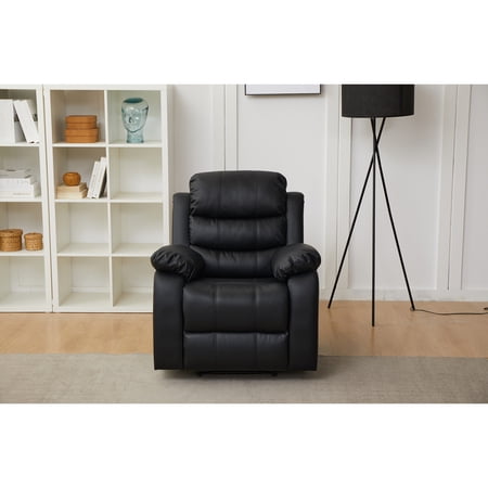 Kingway Furniture Eston Faux Leather Living Room Recliner in Black
