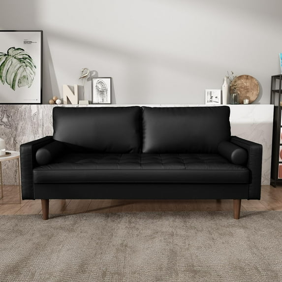 Kingway Furniture Faux Leather Genoa Living Room Sofa In Black