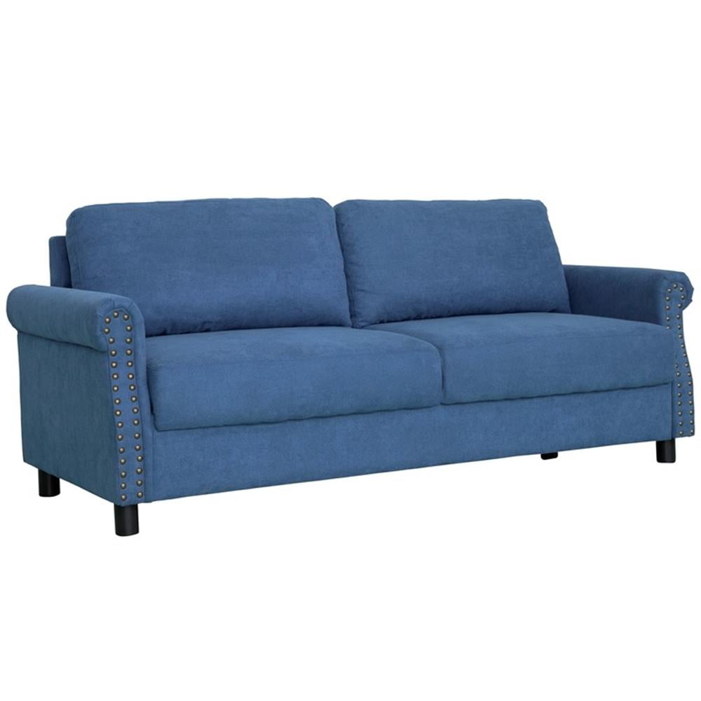 Kingway Furniture Glory Microfiber Storage Living Room Sofa in Blue