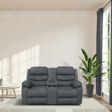 Kingway Furniture Januri Modern Velvet Reclining Function Loveseat, Gray