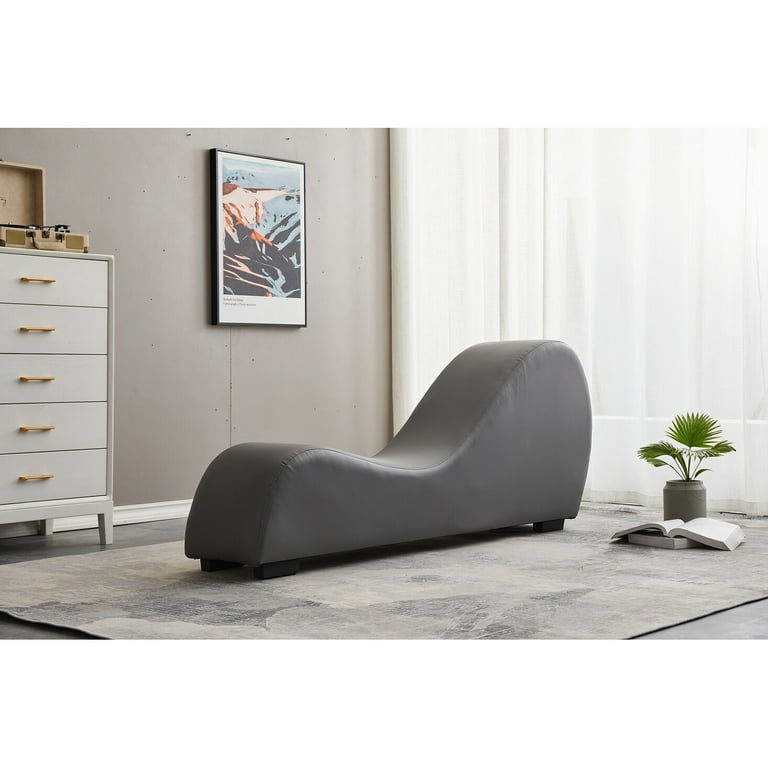 Kingway Faux Leather 68.5 Chaise Lounge for Yoga Excerise Streching Massage and Fun Grey