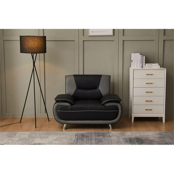 Kingway Furniture Lilian Faux Leather Livingroom Chair in BlackGray