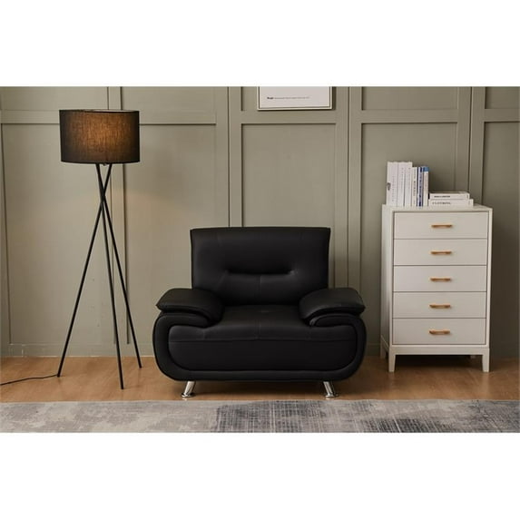 Kingway Furniture Lilian Faux Leather Livingroom Chair in Black