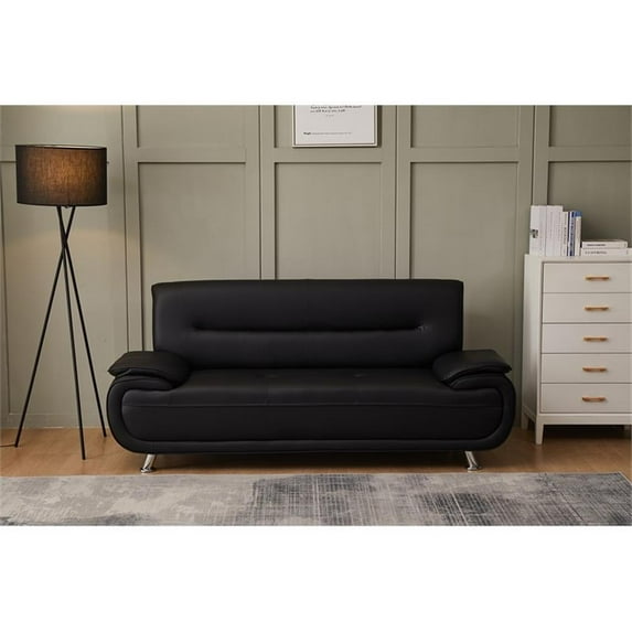 Kingway Furniture Lilian Faux Leather Livingroom Sofa in Black