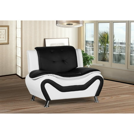 Kingway Furniture Puma Faux Leather Club Chair in Black and White