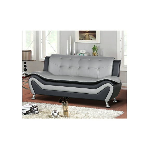 Kingway Furniture Puma Faux Leather Living Room Sofa - Black/Grey