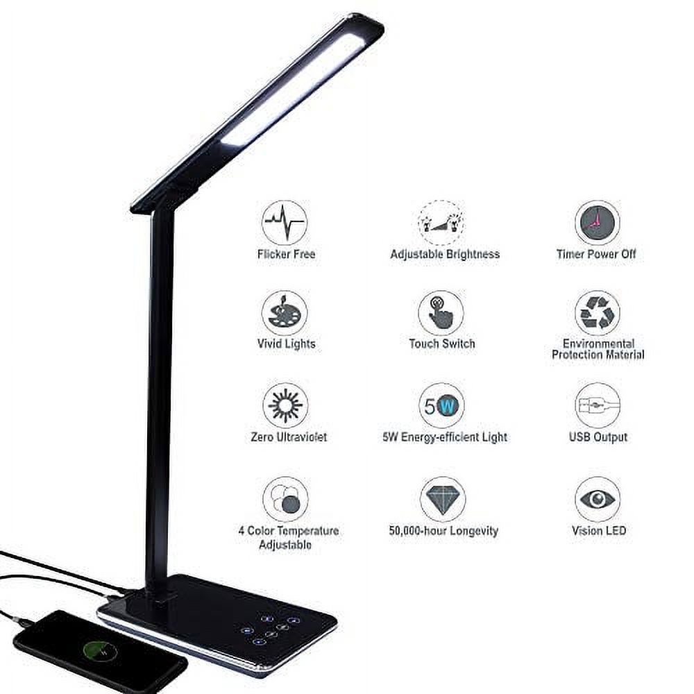 Kingwin Desk Lamp LED For Bedrooms With USB Phone Charging Desk Or Office Table Lamp For Dorm Room Essentials, Desk Accessories, Office Desk, College Dorm Room Accessories - image 1 of 3
