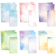 Kingwora 48 Watercolor Stationery Paper and Envelopes Set,Double-Sided Print Writing Paper(8.5 x 11)