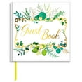 thumbnail image 1 of Kingwora Guest Book Wedding Guest Book 96 Pages Sign-in Registry Log Guestbook Photo Album Greenery and Gold Foil Hardbound Cover  (8” x 8”), 1 of 6