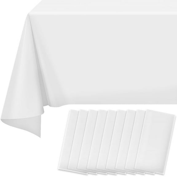 Kingzak Clear Precut Premium Plastic Rectangular Tablecover - 66" x 160", 10 Pieces - Perfect Tablecover for Parties, Events & Easy Cleanup