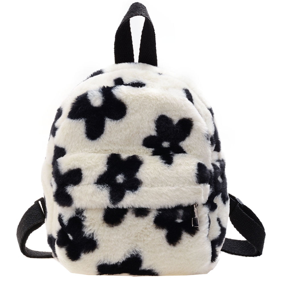 Kingzram Mini Plushy Backpack Girls Cute Small Backpack Purse for Women Teens Kids School Travel Shoulder Purse Bag Fluffy Flower Walmart