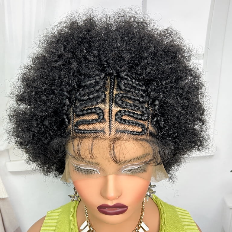 Kinky Curly Braided Lace Wigs Short Braided Wigs Synthetic  display picture 2