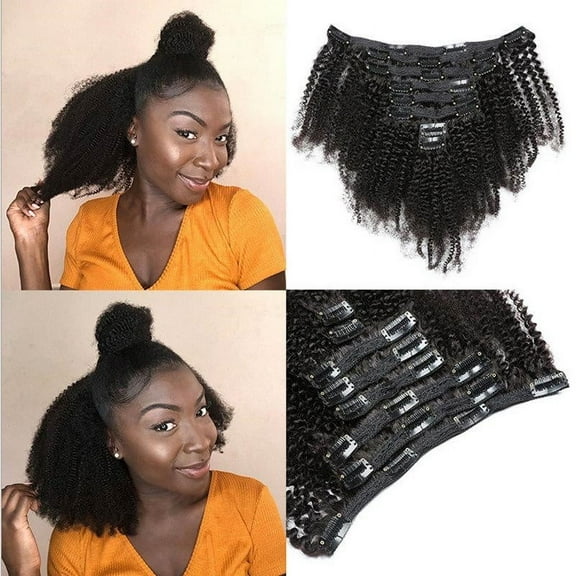 Kinky Curly Clip In Hair Extensions for Women Human Hair, 14-26 inch Curly Hair Extensions Clip in Human Hair, Kinky Curly Hair Clip Ins for Women