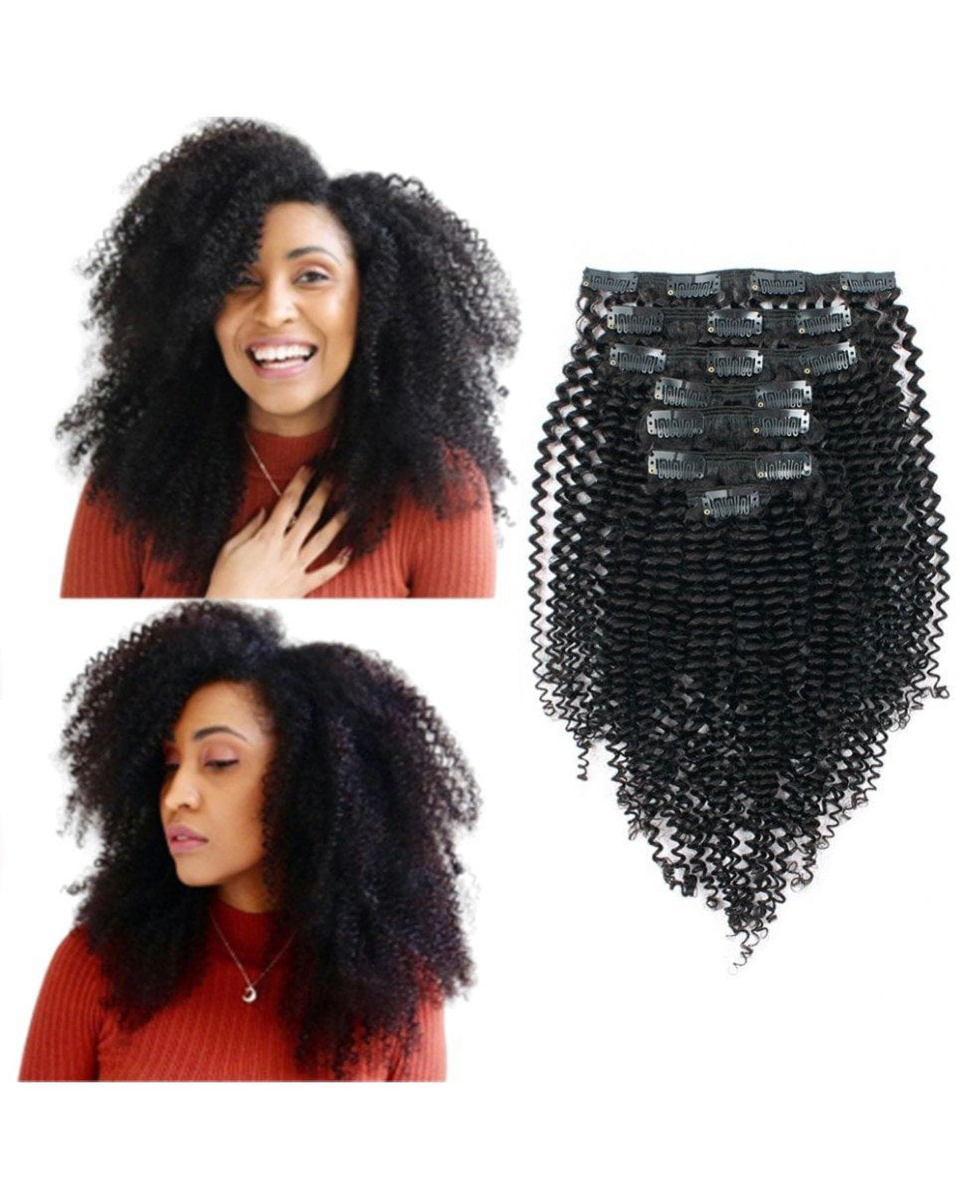 Kinky Curly Clip in Hair Extensions 100% Real Human Hair 18 Inches Full Head Hairpieces Jet Black 1# 120g/set 7 Pcs 17 Clips