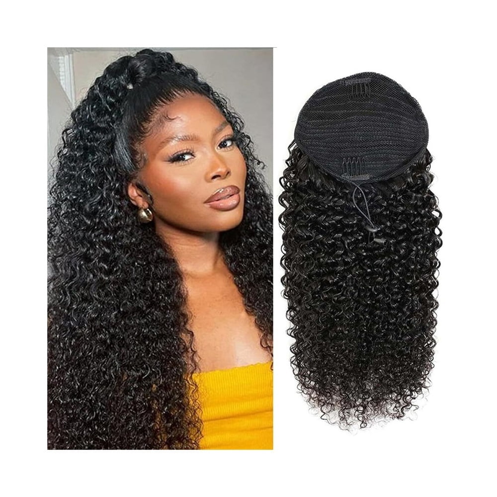 Kinky Curly Drawstring Ponytail Clip In Hair Extensions 10-26 Inch Brazilian Virgin Hair Ponytail Hairpieces