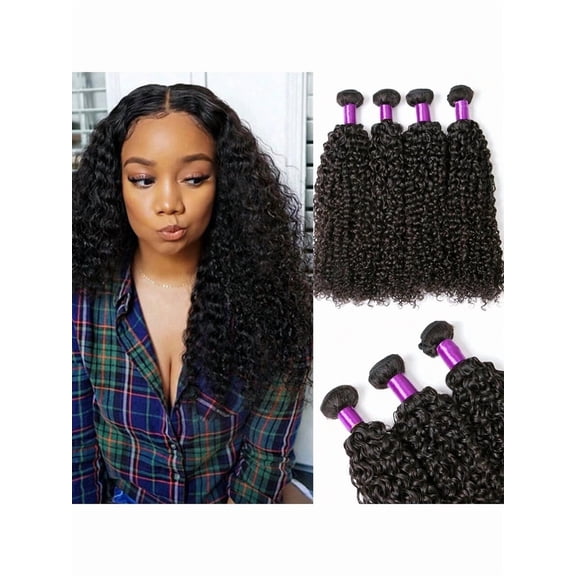 Kinky Curly Human Hair Bundles 3Bundle Braziliakn Real Virgin Human Hair Bundles for Black Women, enough to full head