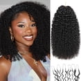 thumbnail image 1 of Kinky Curly Miracle Knots Human Crochet Hair, Invisible Pre-Separated  Crochet Human Hair Extensions For Black Women,  Black 70g/Pack 20 Inch, 1 of 6