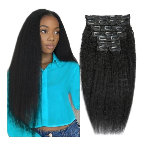 Kinky Straight Clip in Hair Extensions Seamless Clip ins Hair Extensions Real Human Hair