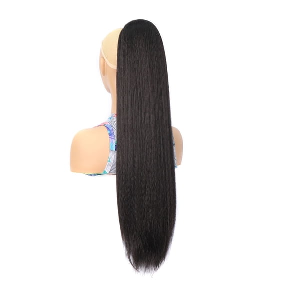 Kinky Straight Drawstring Ponytail Extension for Women 30" Long Synthetic Yaki Straight Fake Pony Tail Hairpiece