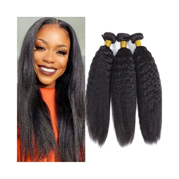 Kinky Straight Hair Bundles Brazilian Virgin Hair Extensions 1/3 Bundles Thick Hair