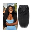thumbnail image 1 of Kinky Straight Human Hair Clip in Hair Extensions 120g/Set 8Pcs Natural Black Seamless Clip in Hair Extensions 16-26 Inch Remy Hair Extension Clips, 1 of 7