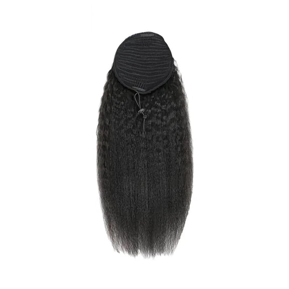 Kinky Straight Ponytail Extension Brazilian Human Hair Wrap Around Drawstring Ponytail for Women