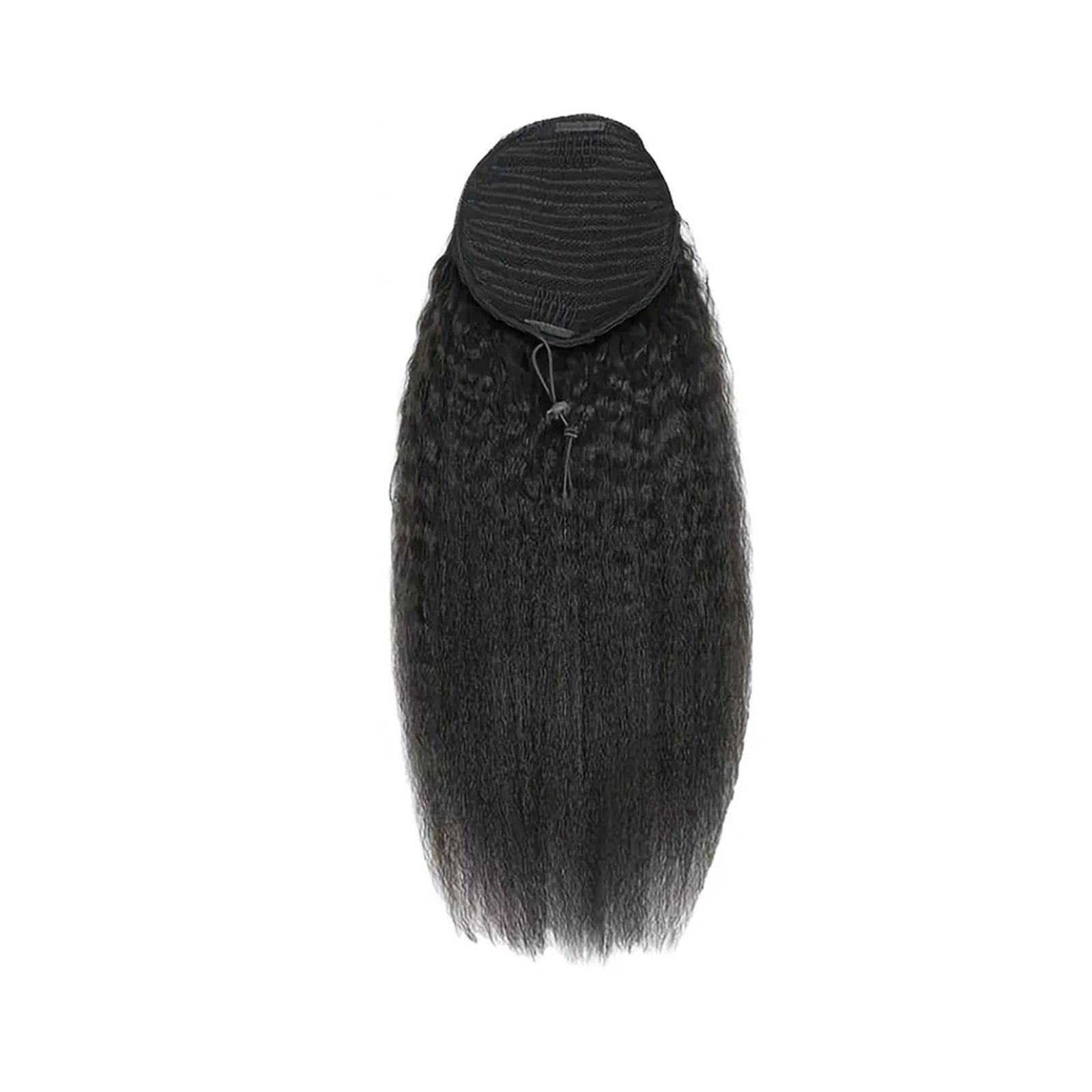 Kinky Straight Ponytail Extension Brazilian Human Hair Wrap Around Drawstring Ponytail for Women