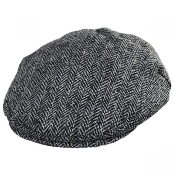 Kinloch Harris Tweed Wool Ivy Cap - M - Black/Gray