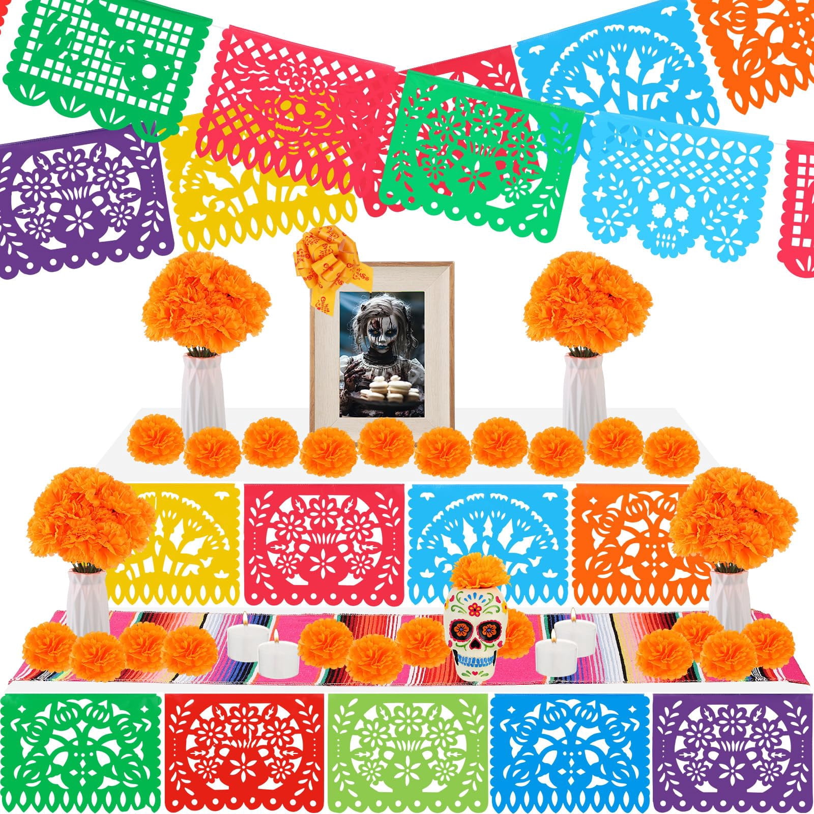 Kinlop 38 Pcs El Dia De Los Muertos Altar Classic Kit Day of the Dead ...