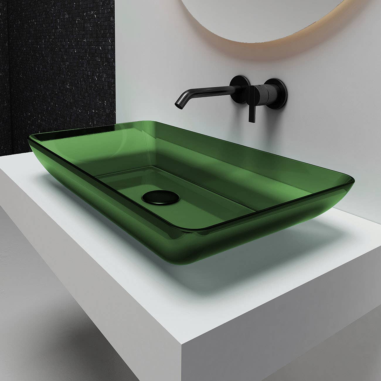 Kinman Transparent Rectangular Solid Surface Vessel Sink - Green