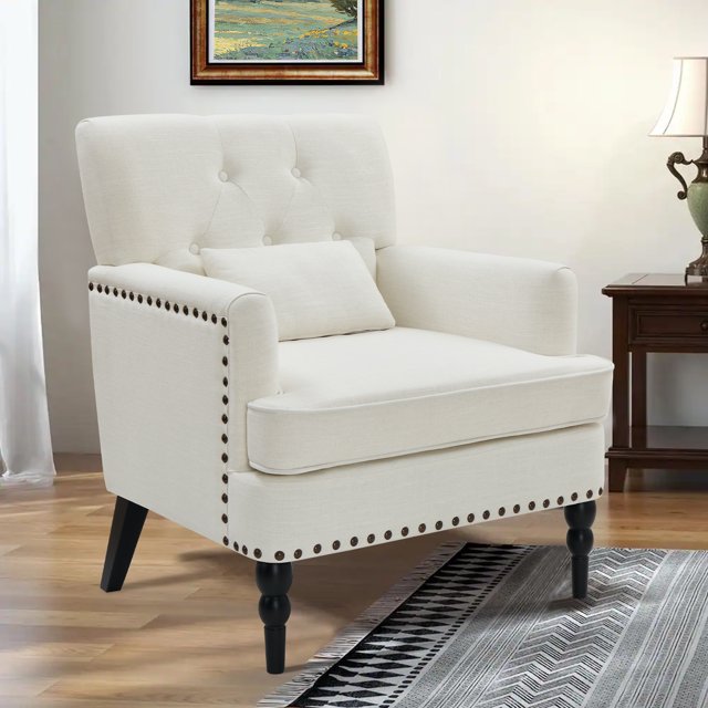 Kinmars Accent Chair with Lumbar Pillow, Comfy Reading Armchair, Living