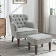 thumbnail image 1 of Kinmars Accent Chairs with Ottoman, Comfy Reading Chair for Bedroom Living Room, Upholstered Button Tufted Lounge Club Armchair and Ottoman Set(Gray), 1 of 9