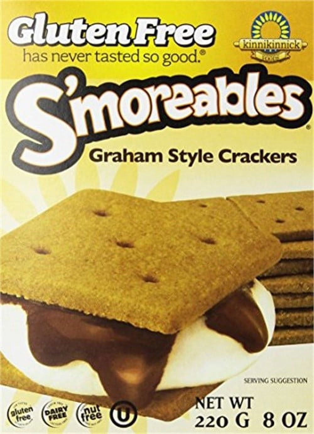 Kinnikinnick Foods S'moreables Graham Crackers, 8 oz, (Pack of 6