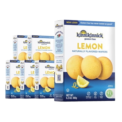 Kinnikinnick Gluten Free Lemon Wafer Cookies, Crispy Dairy-Free Allergy-Friendly Snacks, 6.3 oz Boxes (Pack of 6), Kosher Certified