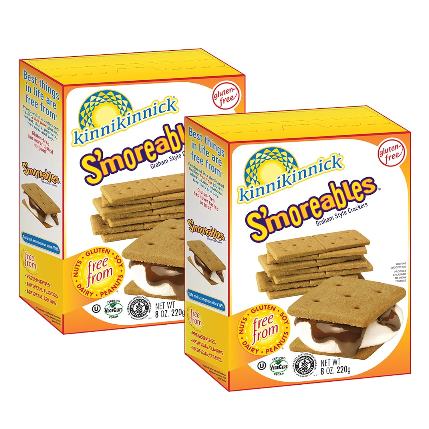 Kinnikinnick S'moreables Graham Style Crackers Gluten Free, Allergy