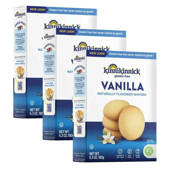 Kinnikinnick - Vanilla Wafers - Gluten Free, Allergy Friendly Cookies - 6.3 oz. Boxes - 3 Pack