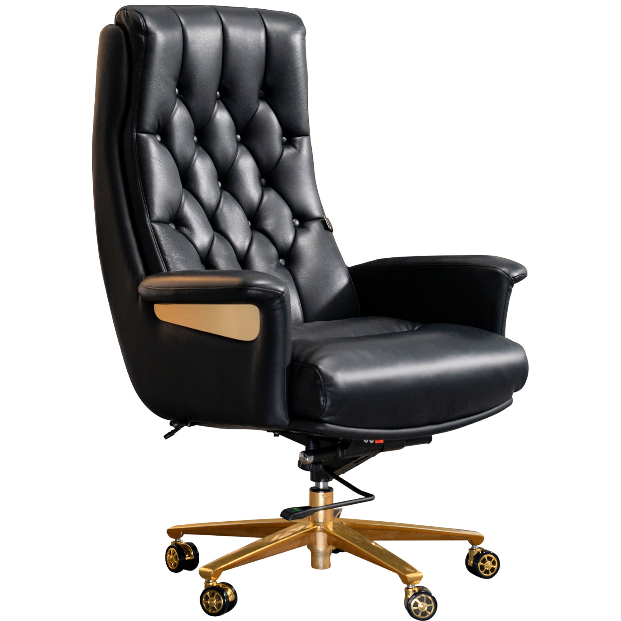  Kinnls Vane Massage Office Chair with Footrest,Ergonomic  Management Executive Fully Reclining Office Chair Double Thickened  Upholstered Genuine Leather Home Desk Chairs (Black) : Office Products