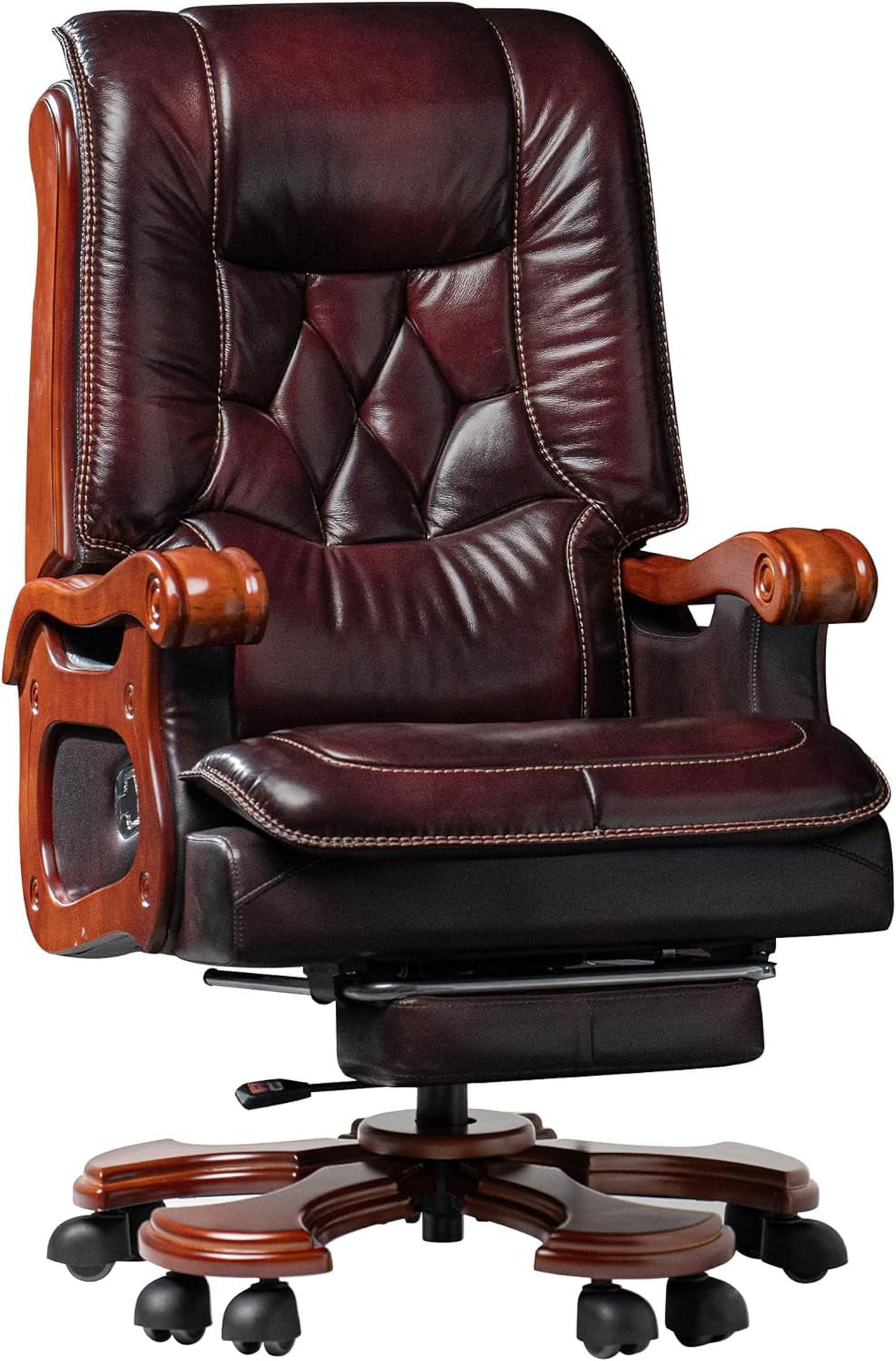 Kinnls Evan Massage Office Chair with Footrest Genuine Leather Vintage
